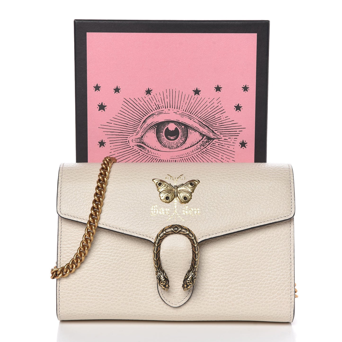 Calfskin Garden Dionysus Chain Wallet Off White