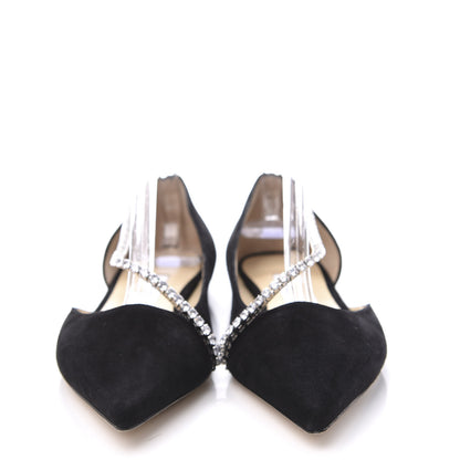 Jimmy Choo Suede Crystal Trude Flats 37 Black 3 of 10