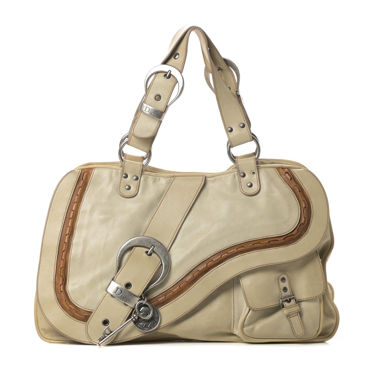 Calfskin Medium Gaucho Double Saddle Bag Ivory