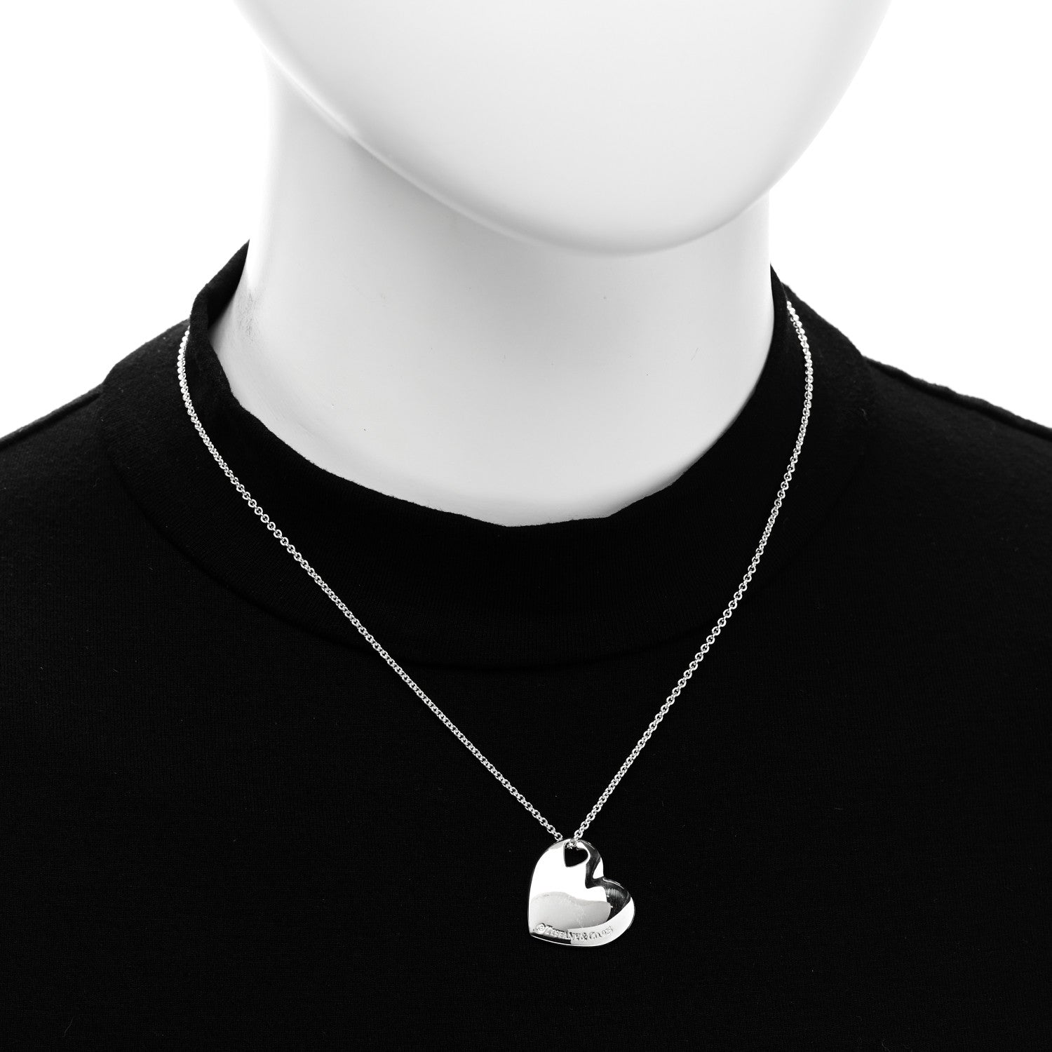 Tiffany Sterling Silver Heart Cutout Pendant Necklace 2 of 6