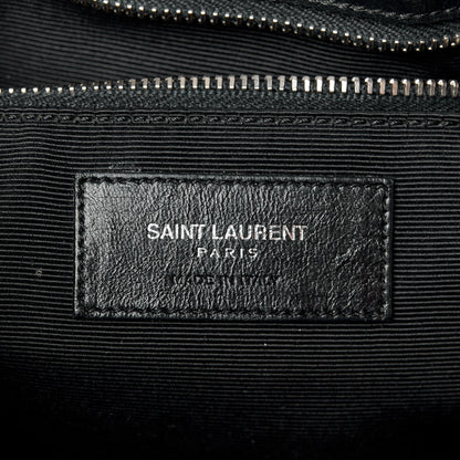 Saint Laurent Lambskin Matelasse Studded Chevron Monogram Shopping Bag Black 6 of 14
