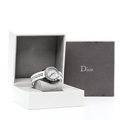 Christian Dior Stainless Steel Rubber Diamond Sapphire 33mm Christal Quartz Watch White 5 of 5