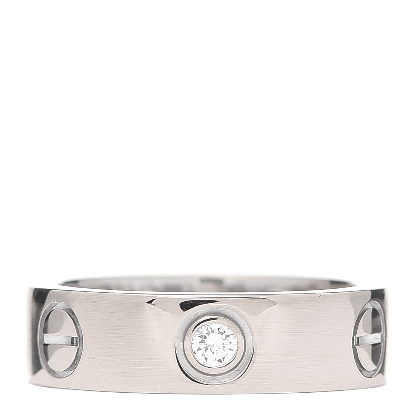 18K White Gold 3 Diamond 5.5mm LOVE Ring 51 5.75