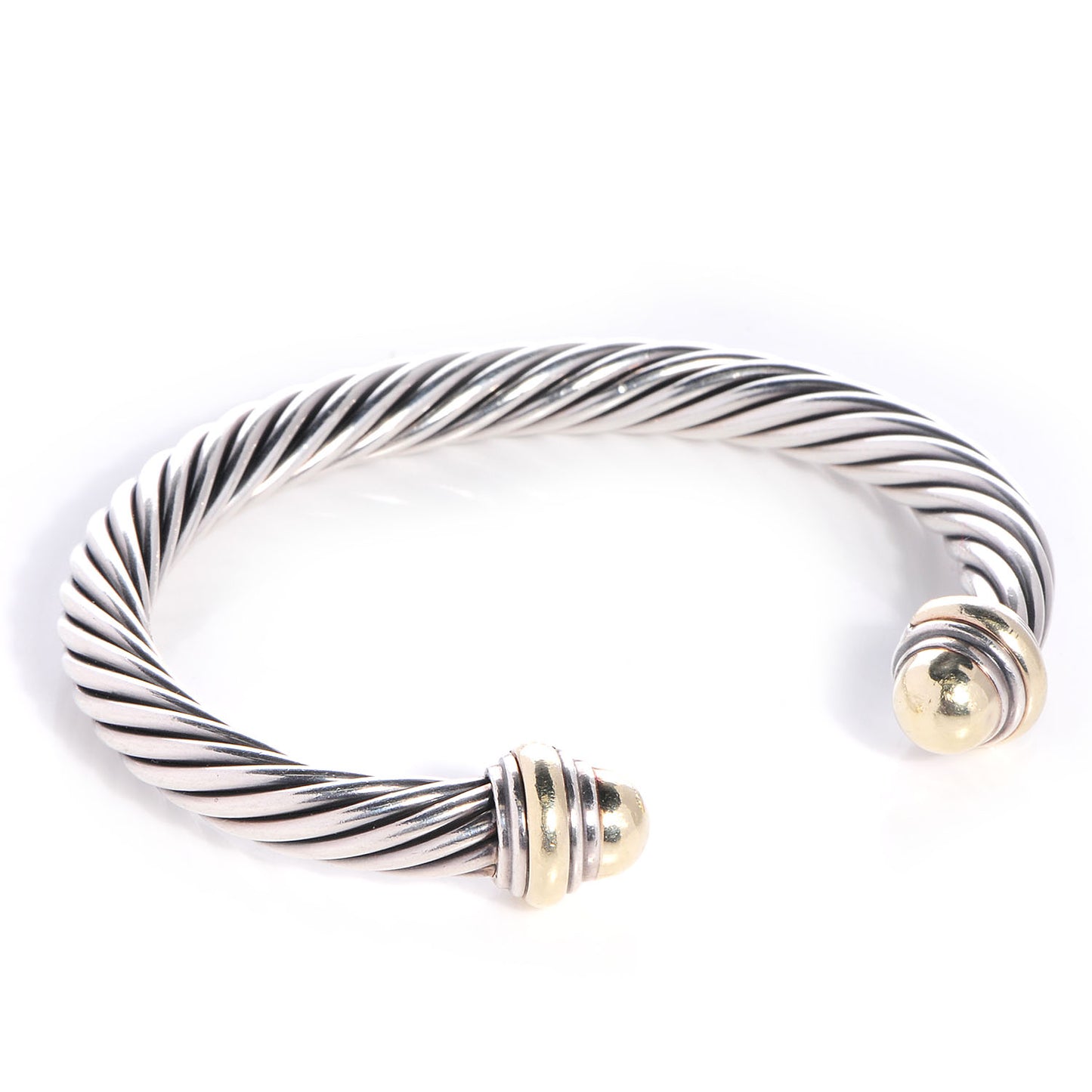 Sterling Silver 14K Yellow Gold 7mm Cable Classics Bracelet