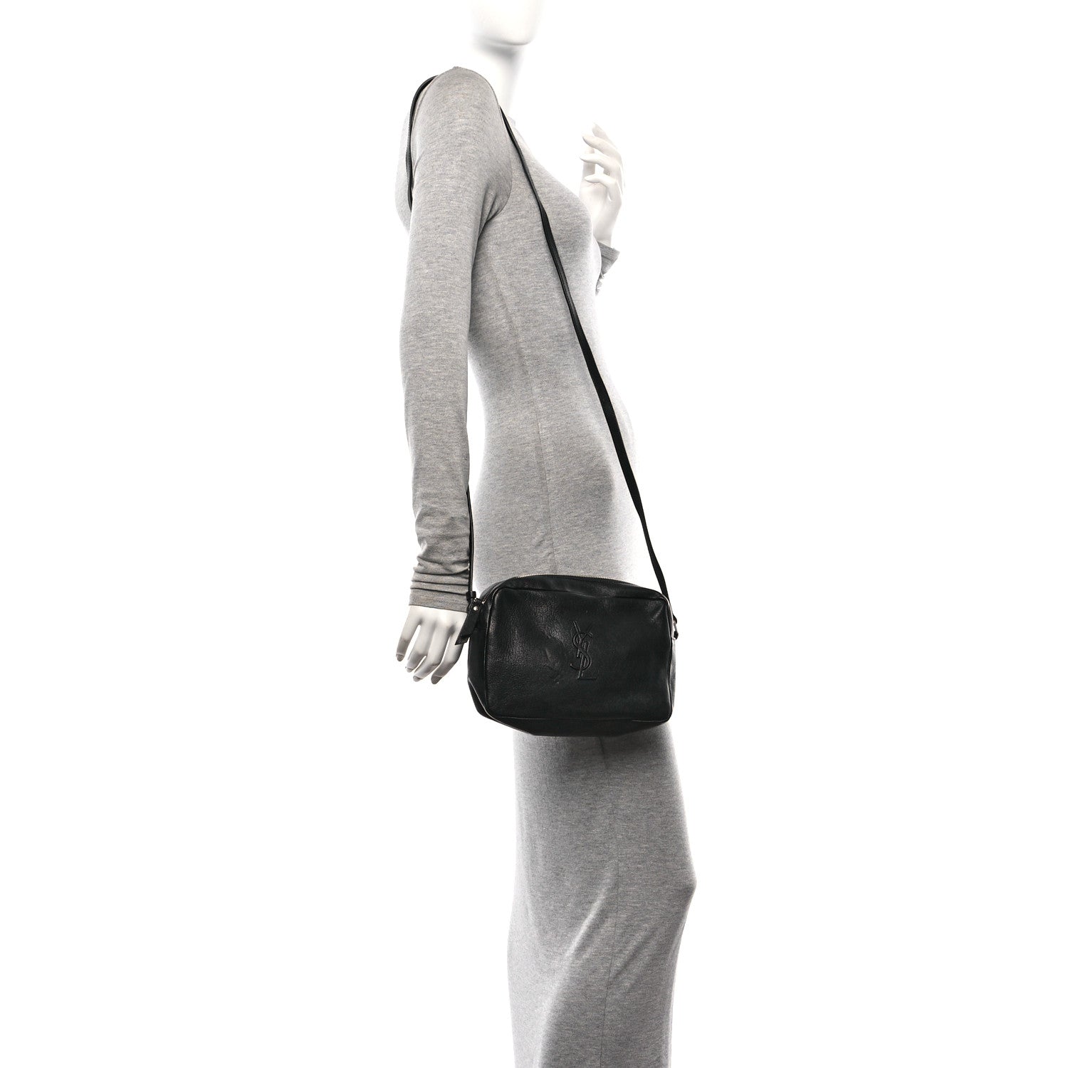 Saint Laurent Lambskin Monogram Small Lou Camera Bag Black 2 of 10