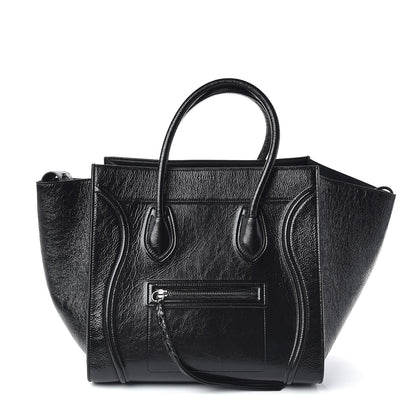 Celine Crinkled Patent Calfskin Medium Phantom Luggage Black 1 of 10