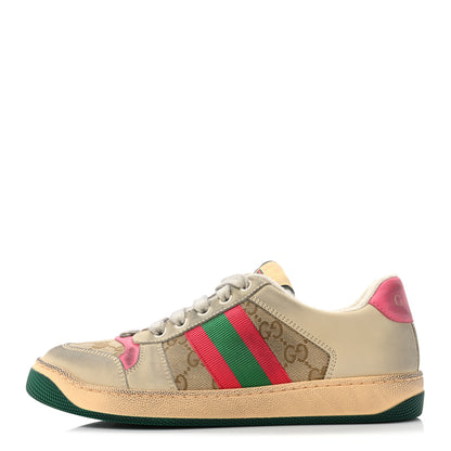 Gucci GG Monogram Nubuck Web Womens Screener Sneakers 37 New Sand Dusty Milk Pink 1 of 10