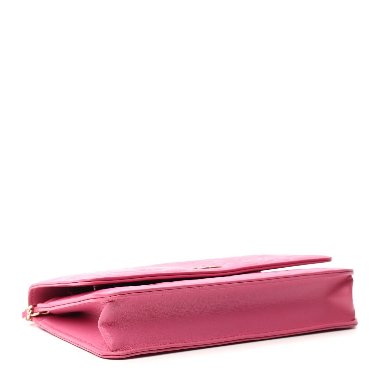 Lambskin Camellia Embossed Wallet On Chain WOC Pink