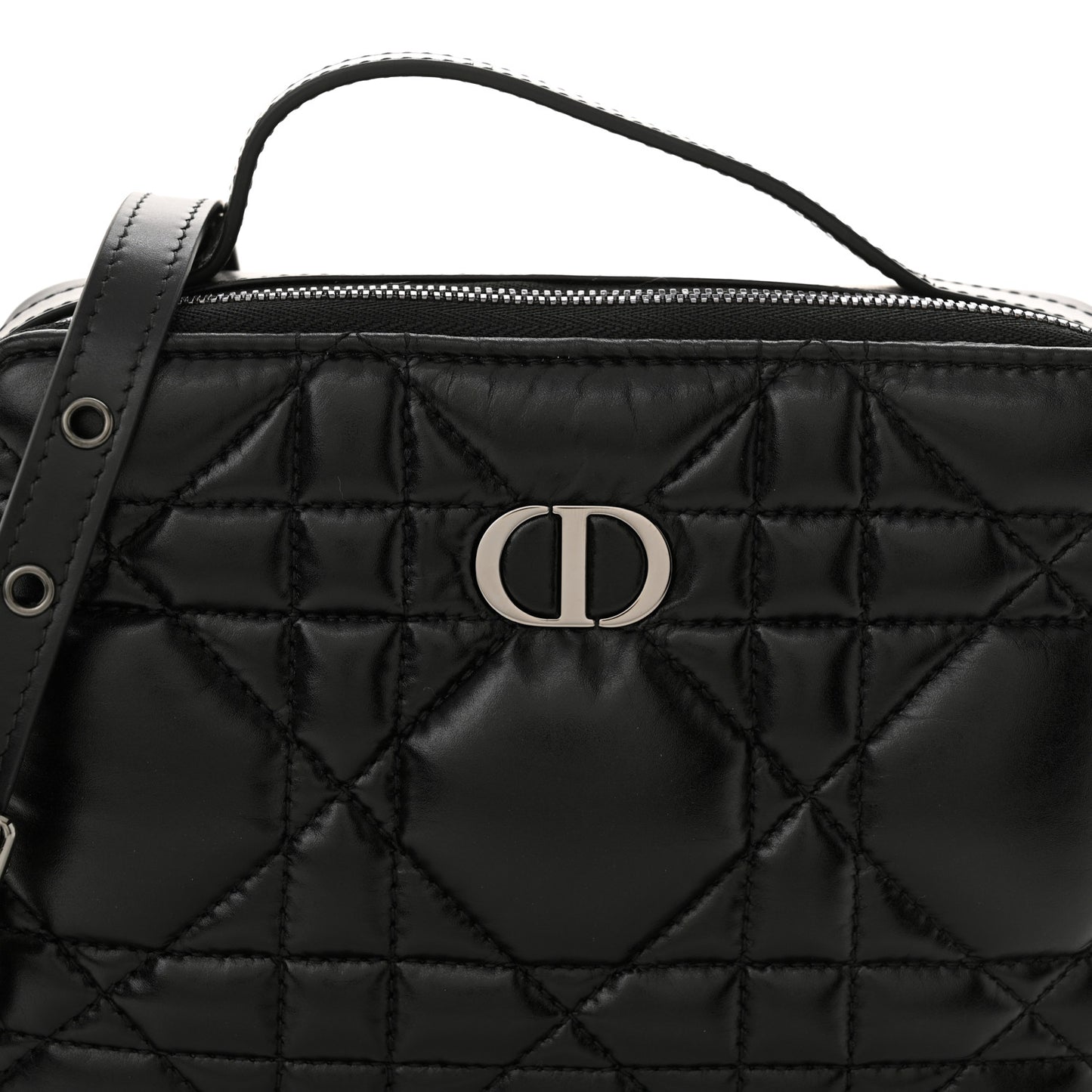 Calfskin Macrocannage Caro Box Bag Black