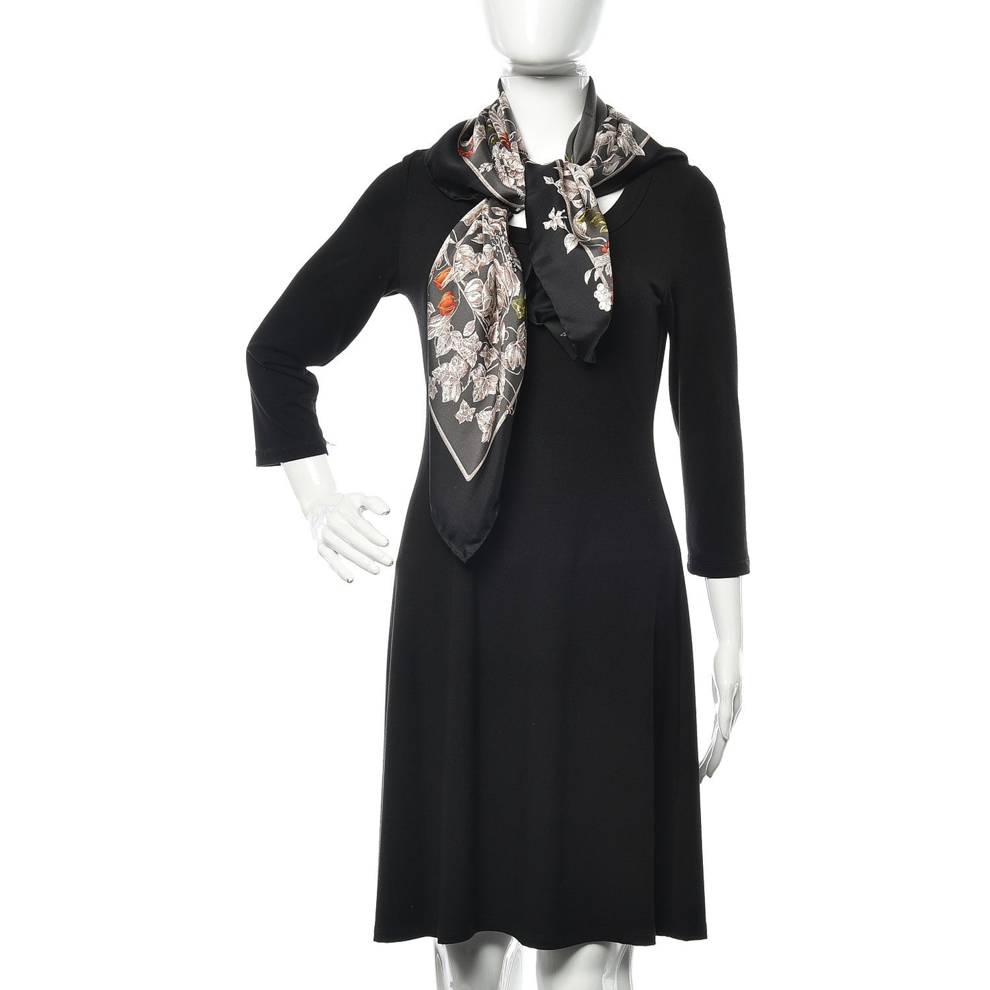 Silk Twill Wondergardenia Square Scarf Anthracite