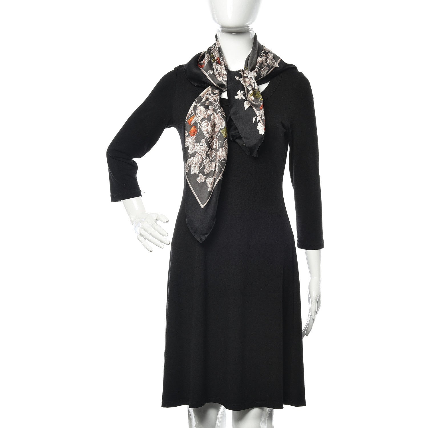 Gucci Silk Twill Wondergardenia Square Scarf Anthracite 2 of 4