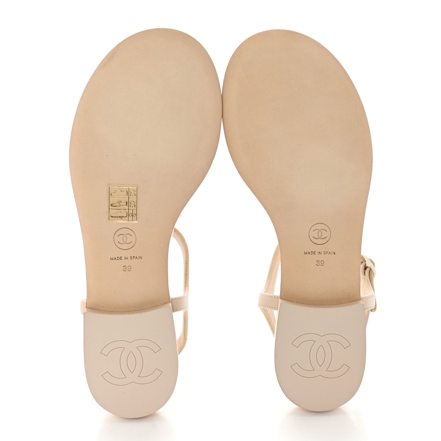 Lambskin CC Thong Sandals 39 Ivory