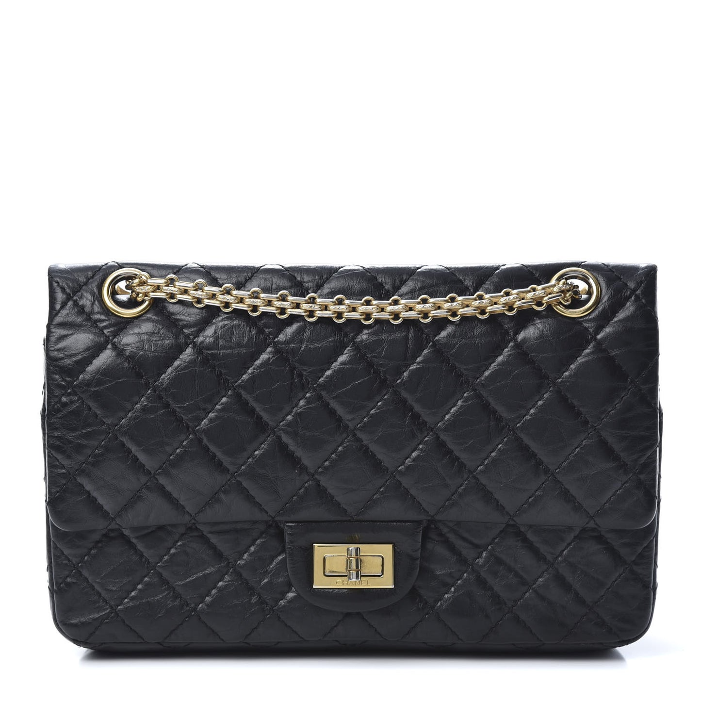 Aged Calfskin Quilted 2.55 Reissue 225 Flap Black
