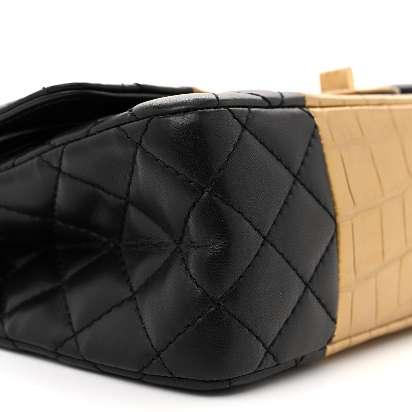 Lambskin Metallic Calfskin Crocodile Embossed 2.55 Reissue 225 Flap Black Gold