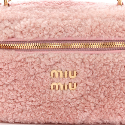Miu Miu Montone Shearling Madras Mini Top Handle Vanity Case Rosa 8 of 10