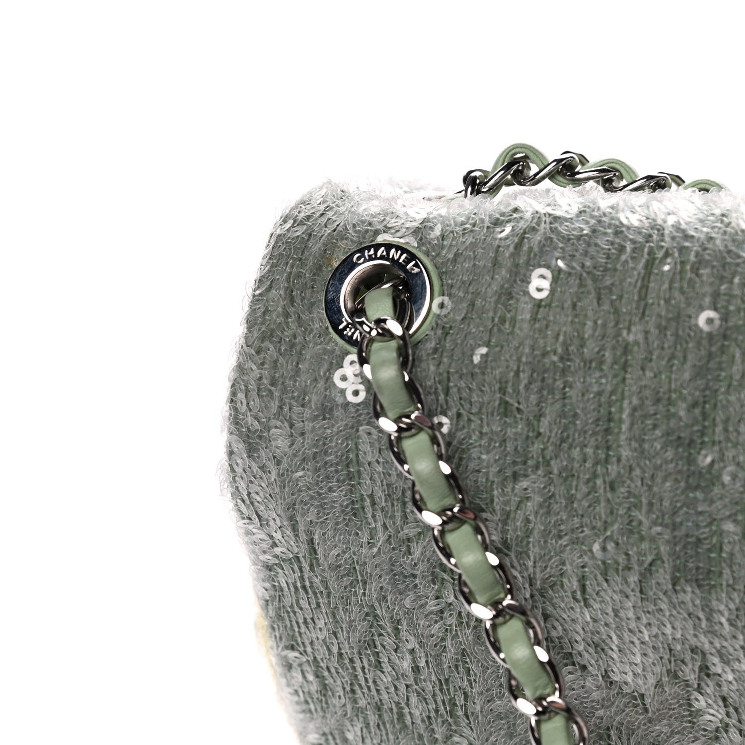 Chanel Sequin Mini Waterfall Flap Green Light Green Yellow 12 of 18