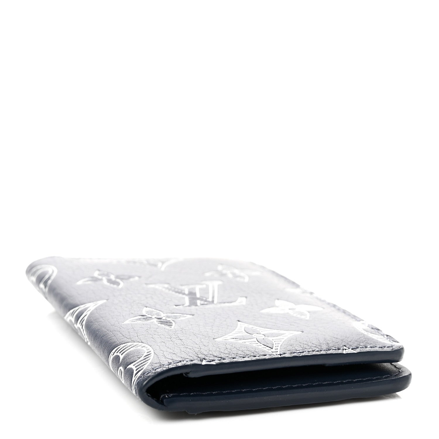 Louis Vuitton Calfskin Monogram Shadow Pocket Organizer Navy Blue White 4 of 7