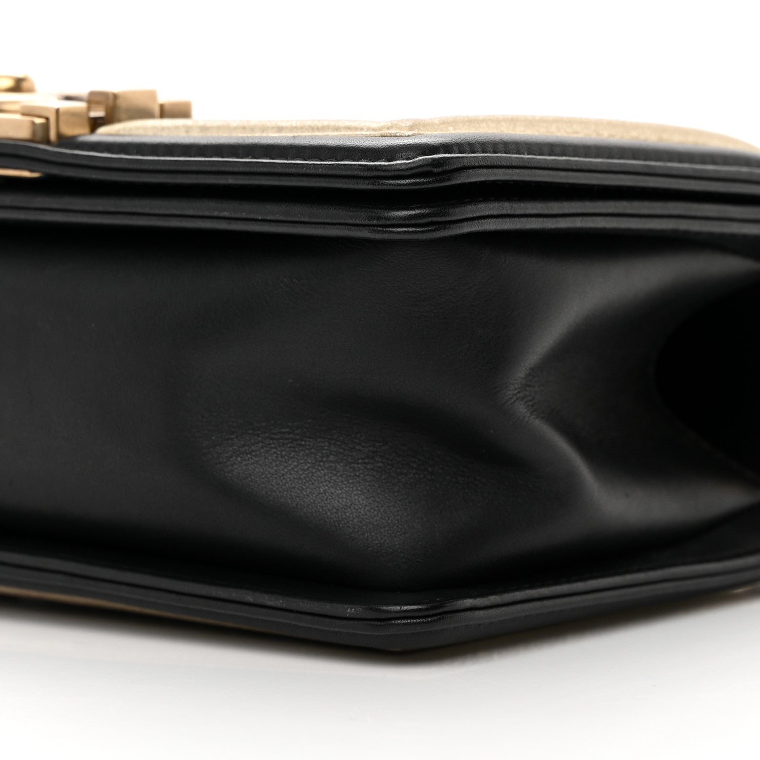 Chanel Metallic Calfskin Pleated Small Boy In Rome Flap Black Gold 10 of 16