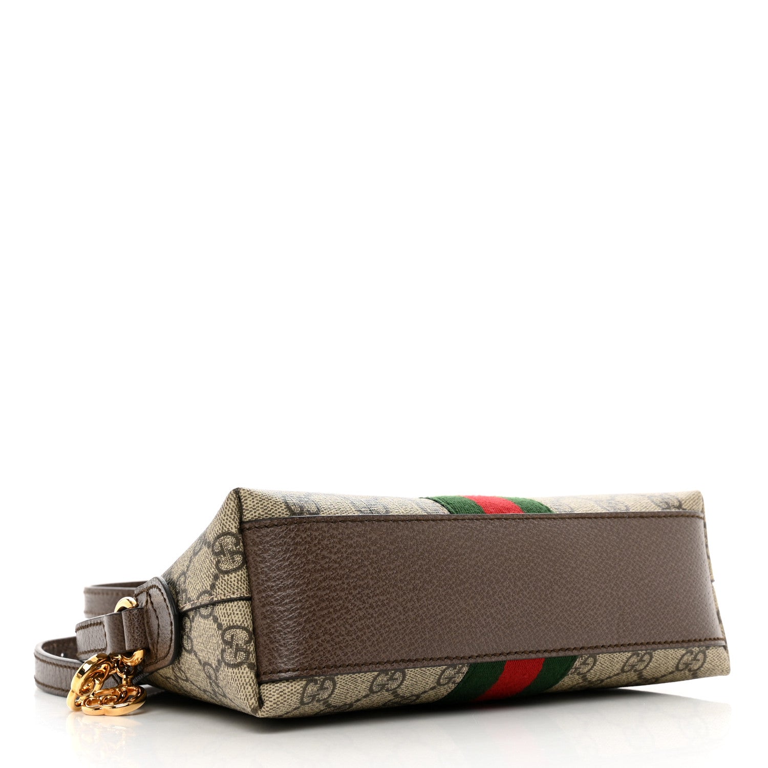 Gucci GG Supreme Monogram Textured Dollar Calfskin Web Small Ophidia Dome Shoulder Bag Beige Ebony New Acero 4 of 10