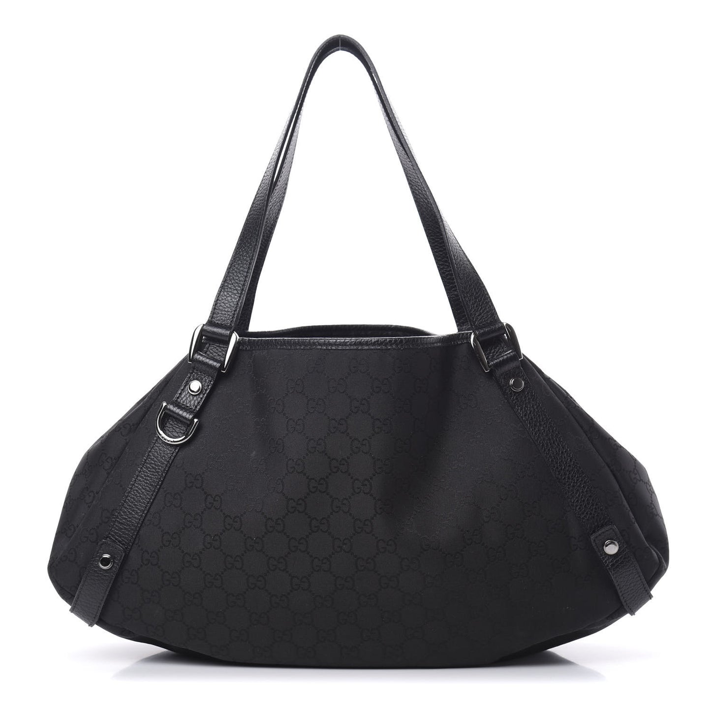 Nylon Monogram Medium Abbey Shoulder Bag Black