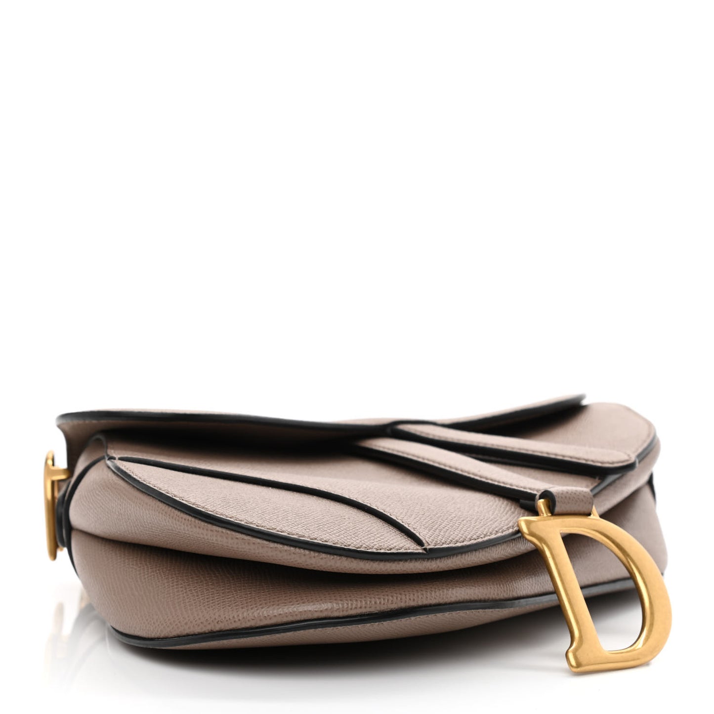 Grained Calfskin Saddle Bag Warm Taupe