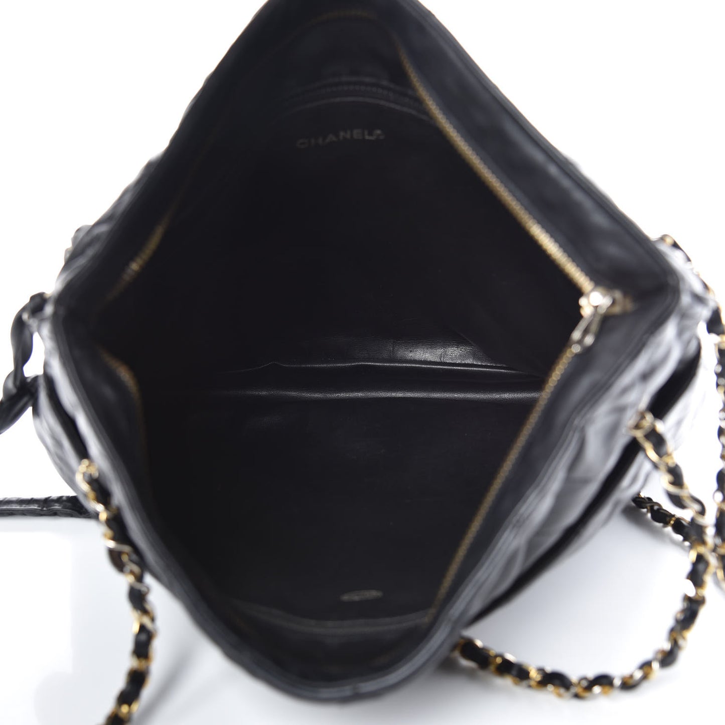 Lambskin Quilted Shopping Tote Black