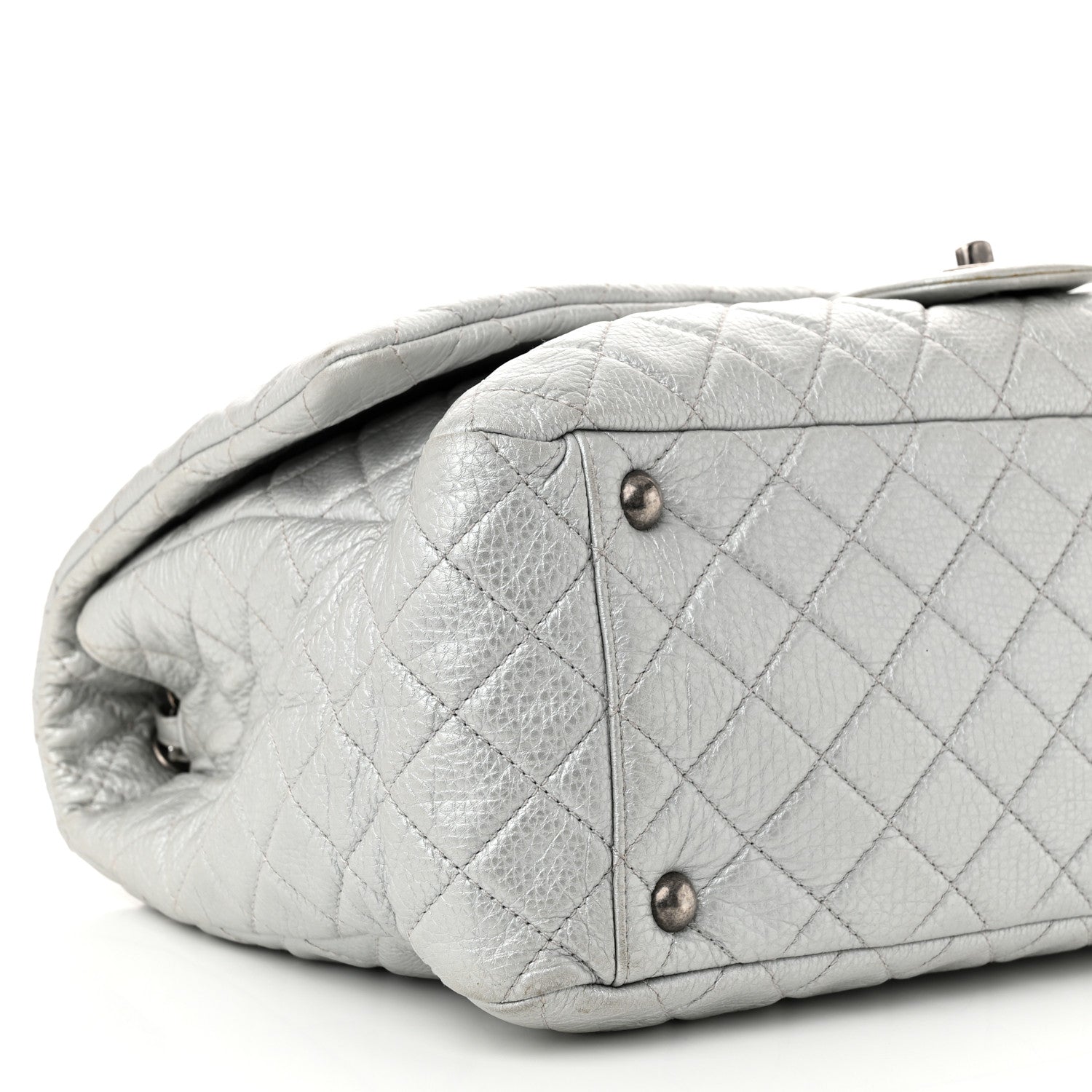 Chanel Metallic Calfskin Quilted XXL Travel Flap Bag Silver 9 of 10