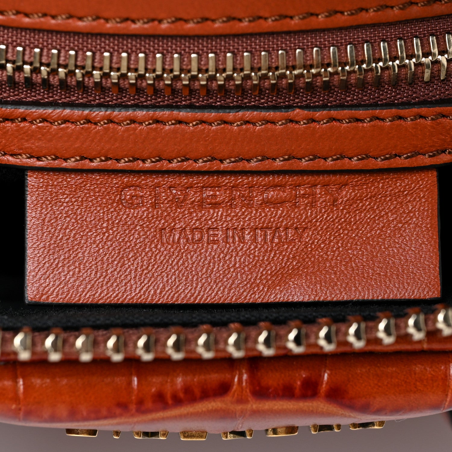 Givenchy Calfskin Crocodile Embossed Mini Antigona Cognac 6 of 10