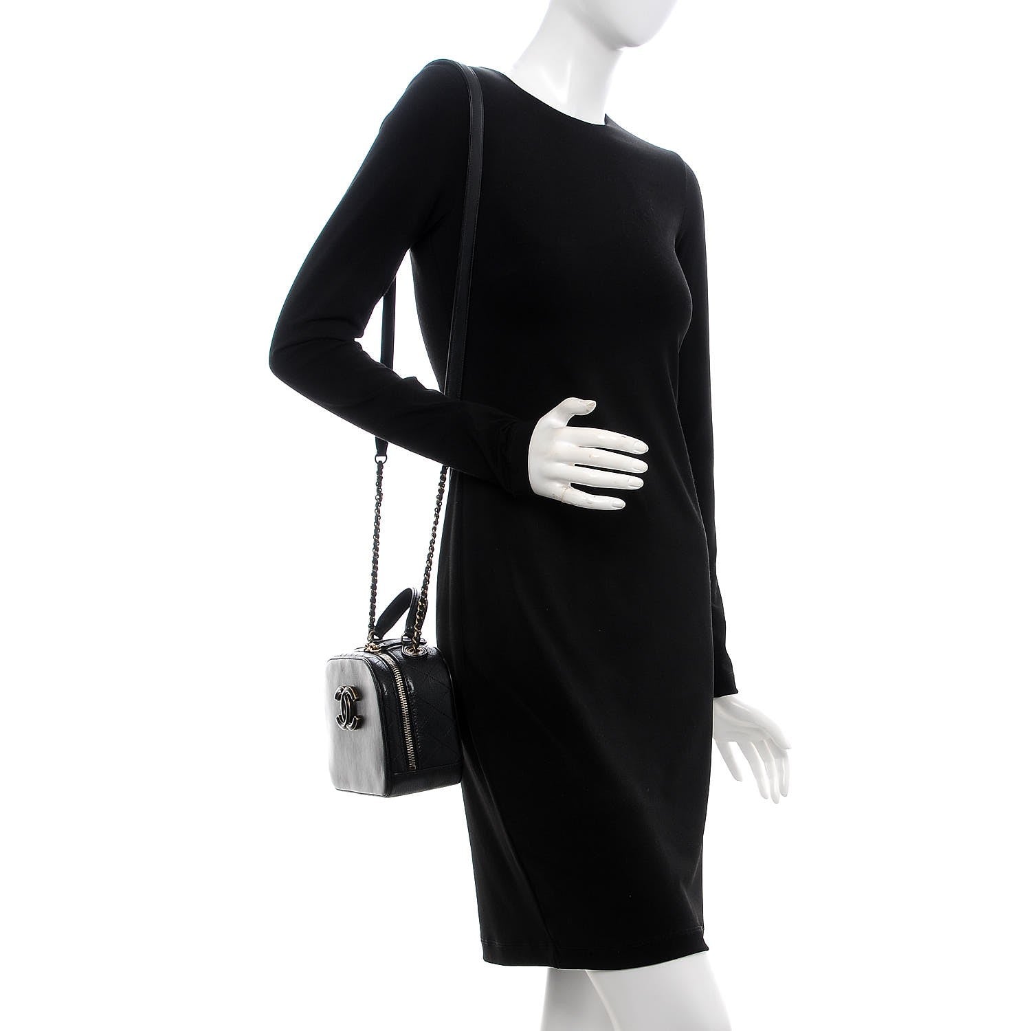 Chanel Shiny Calfskin Goatskin Small Coco Curve Vanity Bag Black 2 of 7