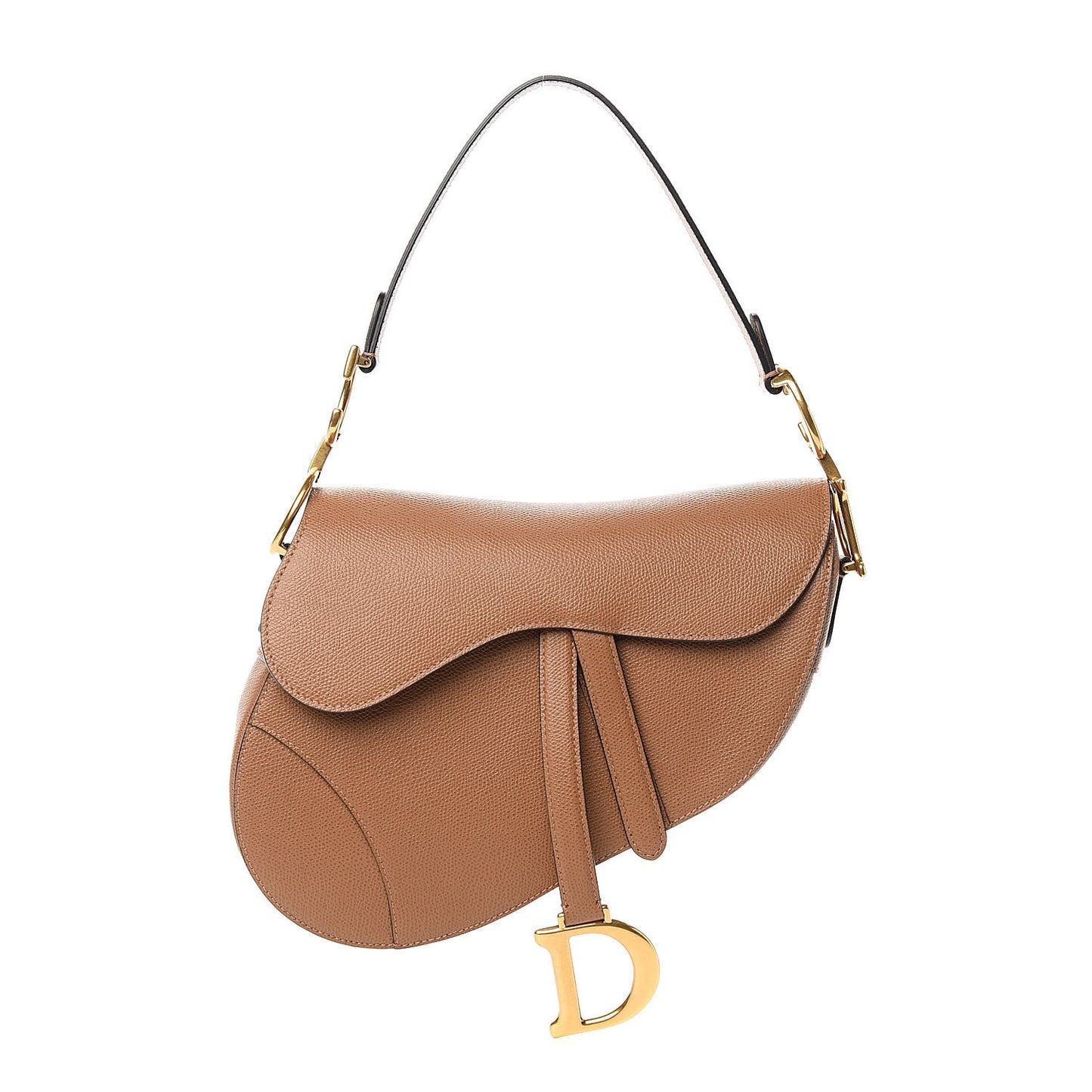 Grained Calfskin Saddle Bag Camello