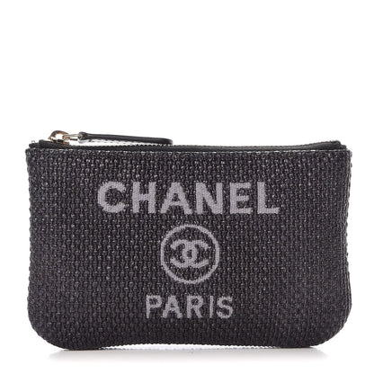 Chanel Woven Straw Raffia Deauville Cosmetic Pouch Black 1 of 8