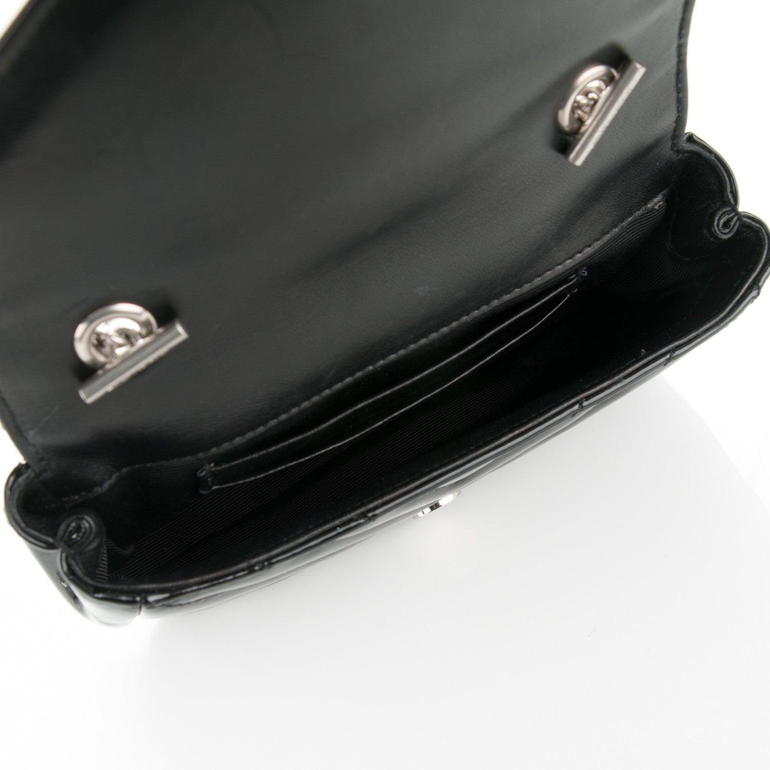 Saint Laurent Patent Matelasse Chevron Monogram Classic Baby Chain Bag Black 5 of 8