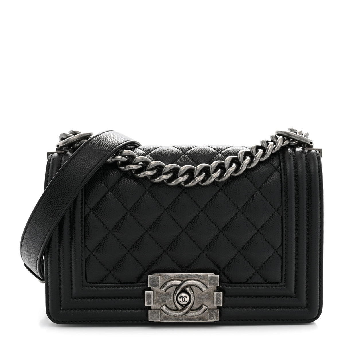 Caviar Quilted Small Boy Flap Black