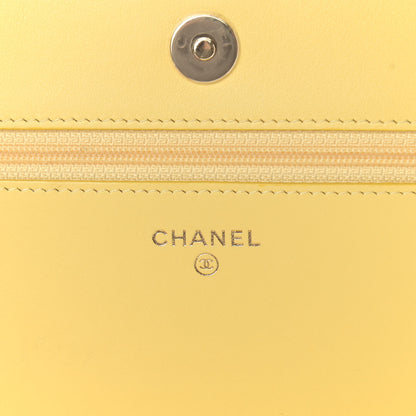 Chanel Caviar Chevron Quilted Boy Wallet On Chain WOC Yellow 6 of 11