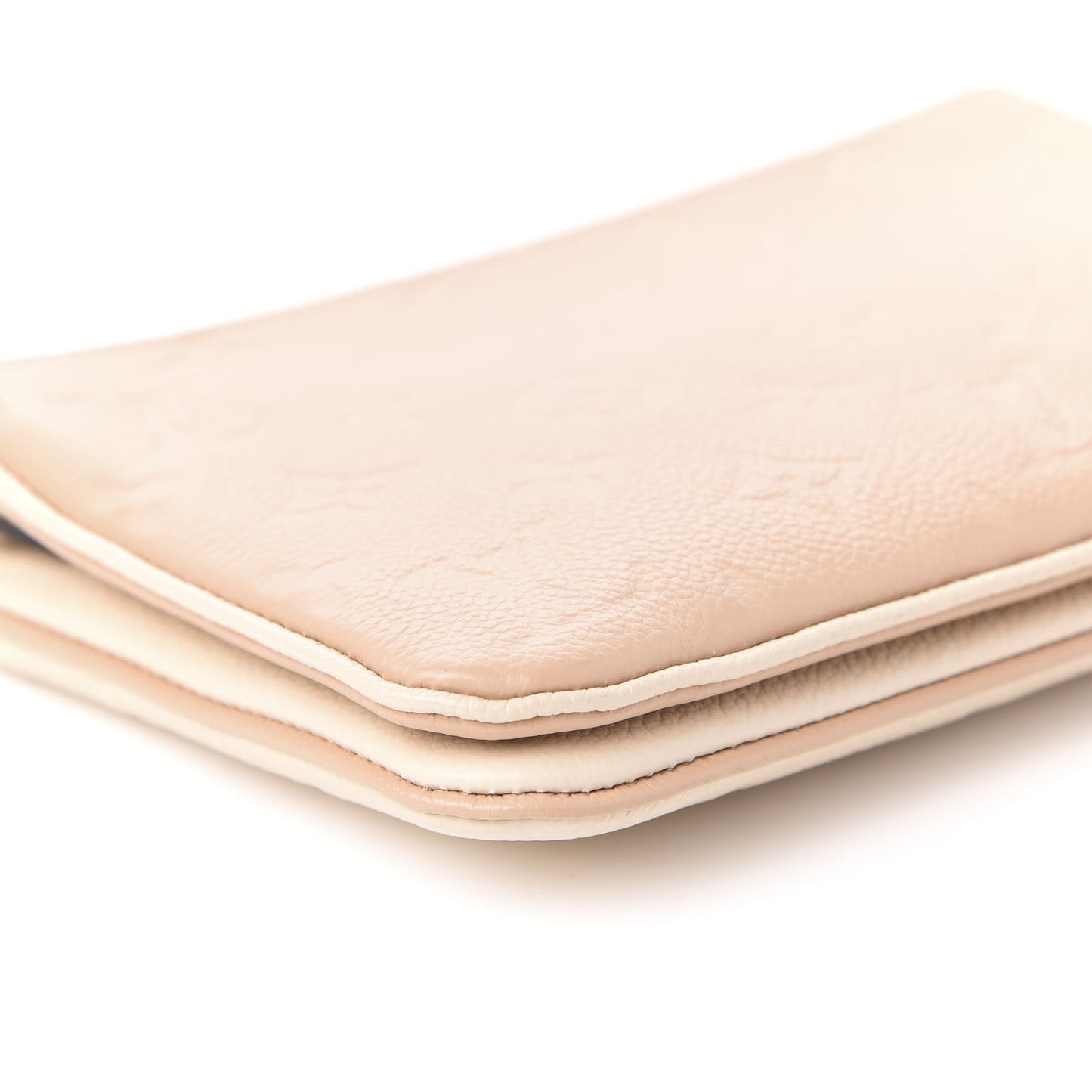 Empreinte Double Zip Pochette Beige Rose Creme