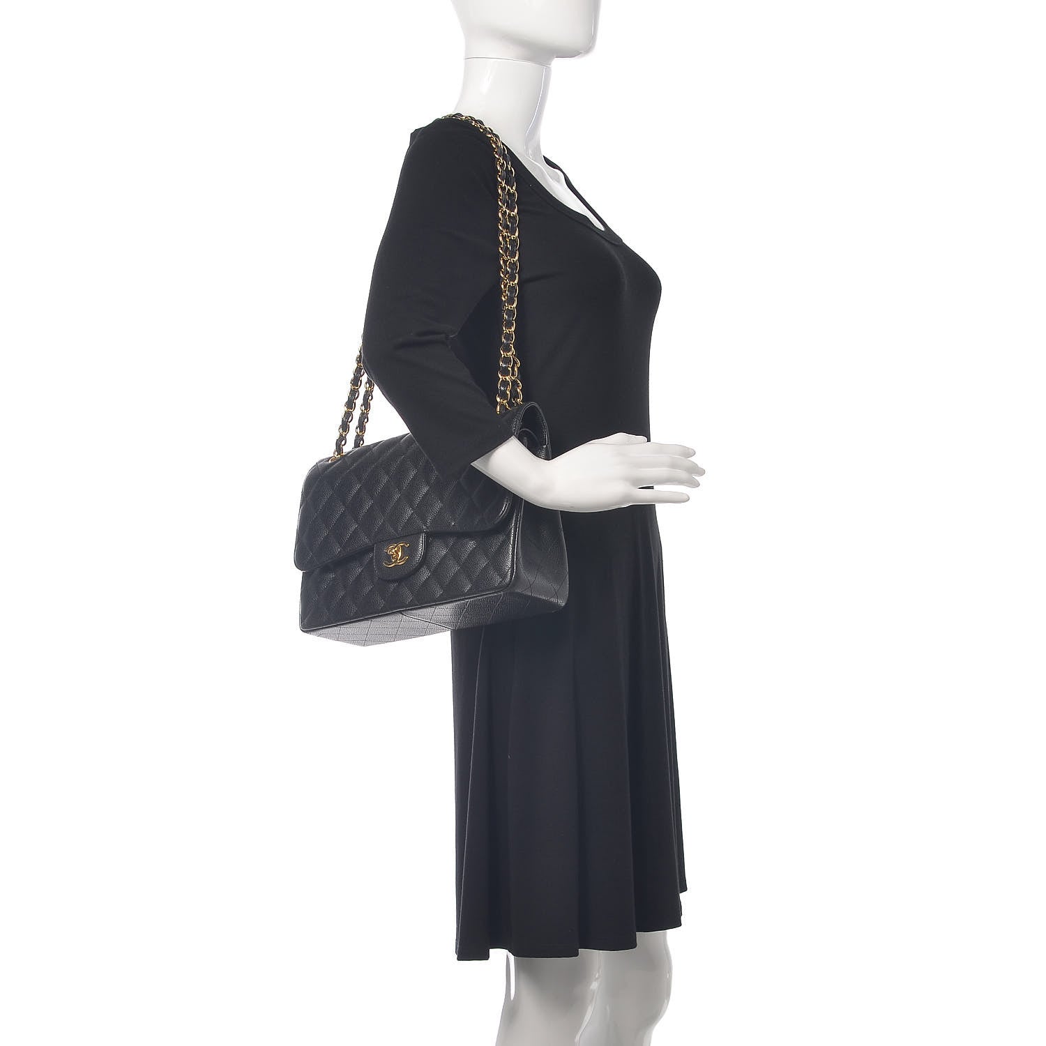 Chanel Caviar Quilted Jumbo Double Flap Black 2 of 16