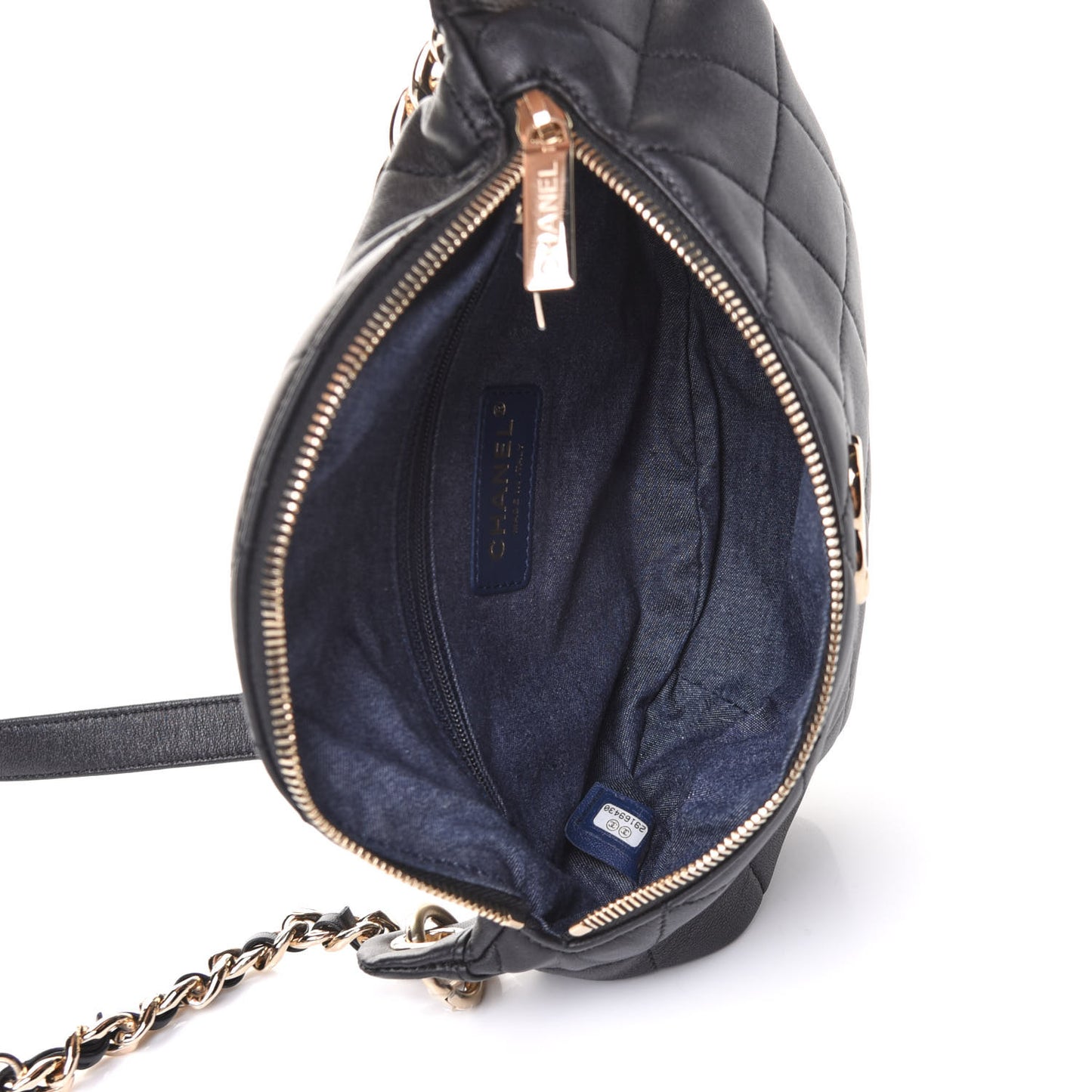 Lambskin Quilted Resin Bi-Color Waist Bag Fanny Pack Black