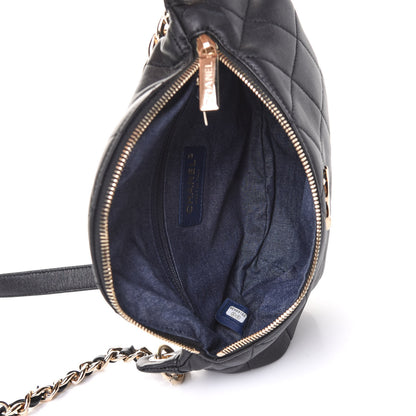 Chanel Lambskin Quilted Resin Bi-Color Waist Bag Fanny Pack Black 4 of 9