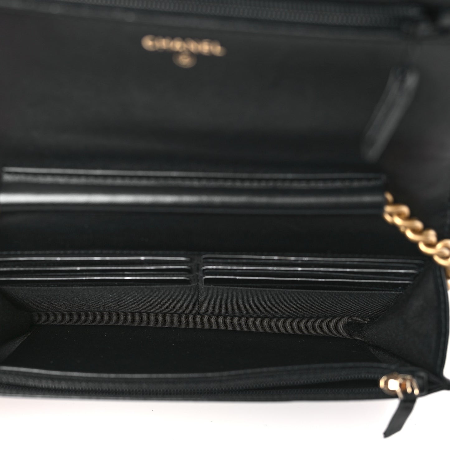 Lambskin Chevron Boy Wallet On Chain WOC Black