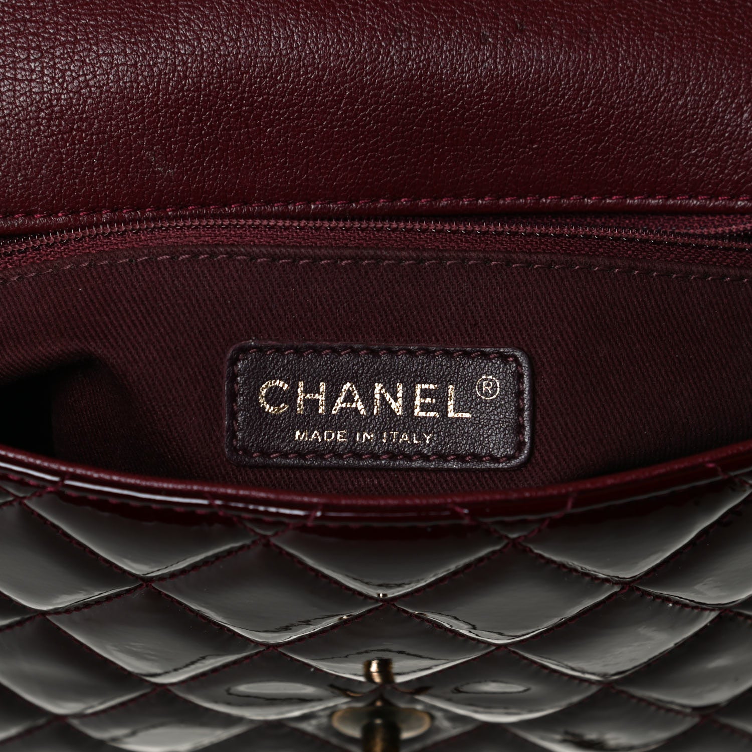 Chanel Patent Goatskin Quilted Medium CC Eyelet Flap Burgundy 6 of 16