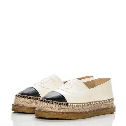 Chanel Lambskin CC Espadrilles 37 Ivory Black 3 of 7