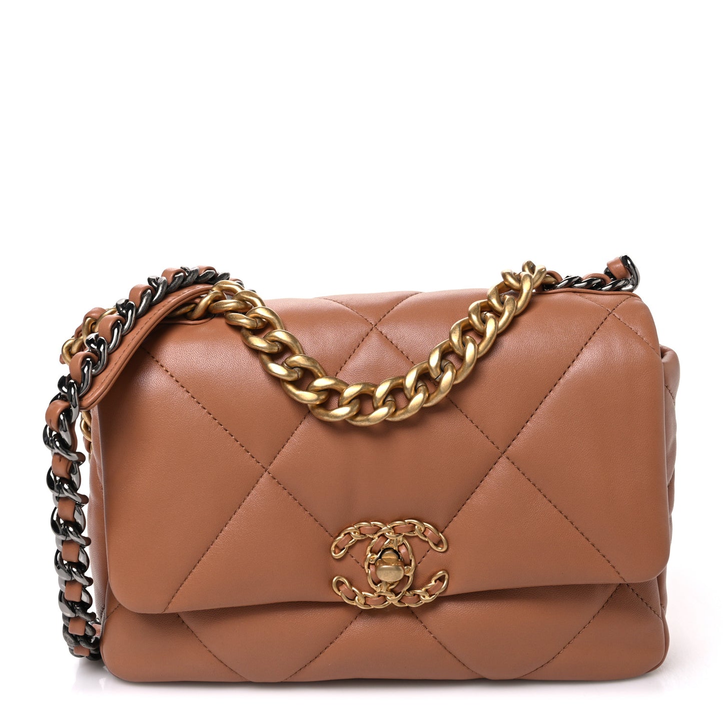 Lambskin Quilted Medium Chanel 19 Flap Brown