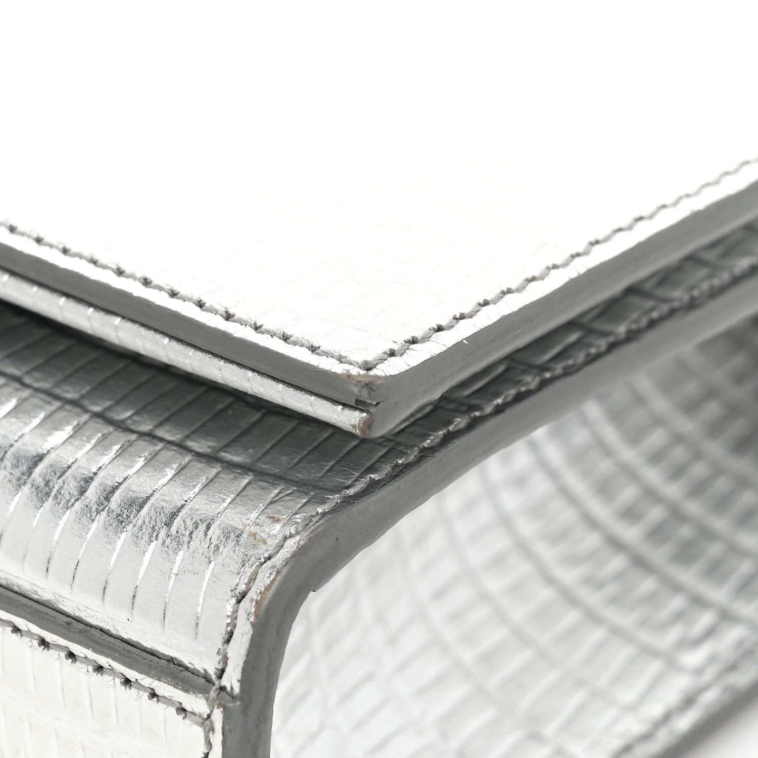 Saint Laurent Metallic Calfskin Lizard Embossed Small Classic Monogram Kate Tassel Satchel Silver 9 of 14