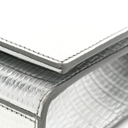 Saint Laurent Metallic Calfskin Lizard Embossed Small Classic Monogram Kate Tassel Satchel Silver 9 of 14