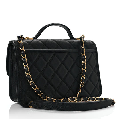 Chanel Caviar Quilted School Memory Small Top Handle Flap Black 3 of 8