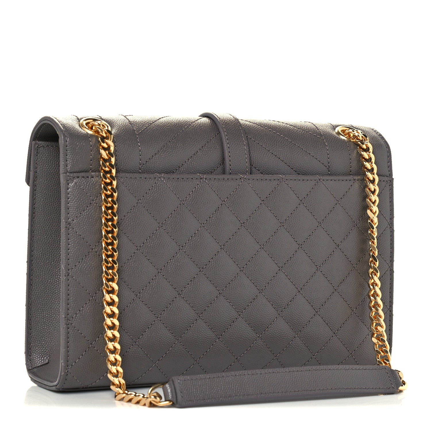 Saint Laurent Grain De Poudre Textured Mixed Matelasse Medium Triquilt Monogram Satchel Fog 3 of 12