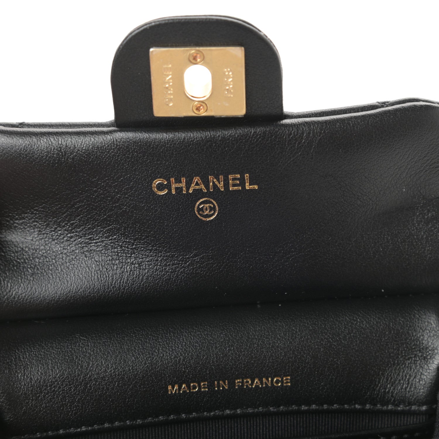 Chanel Calfskin Quilted Lady Handle Flap Card Holder With Chain Black 7 of 11