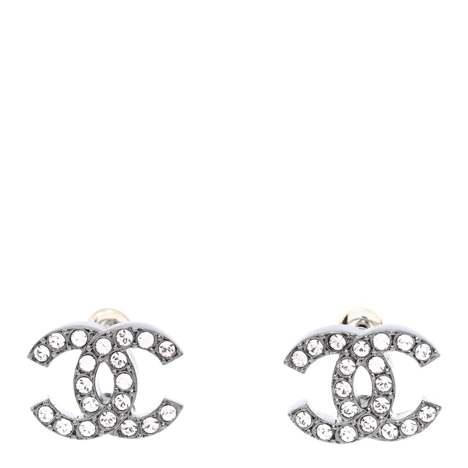 Chanel Ruthenium Crystal CC Stud Earrings 1 of 5