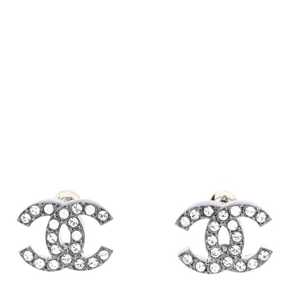 Chanel Ruthenium Crystal CC Stud Earrings 1 of 5