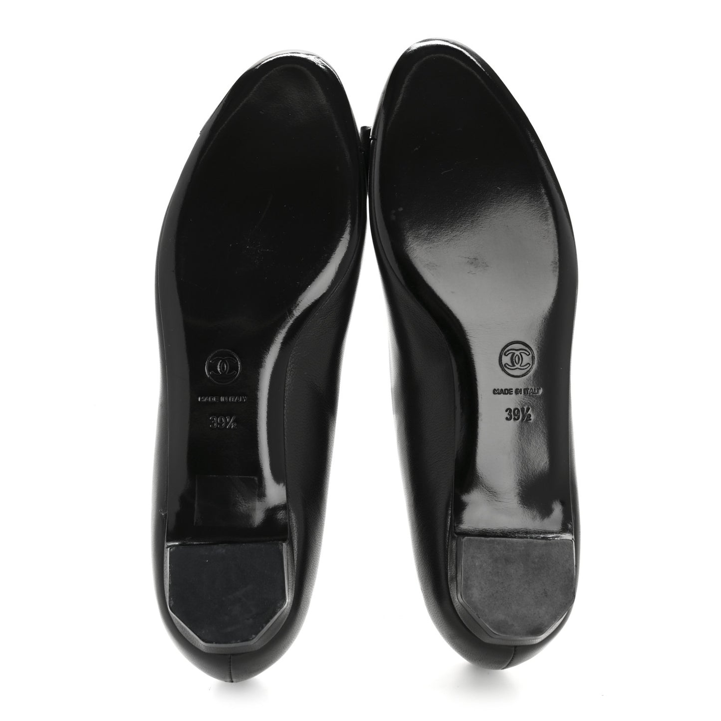 Lambskin CC Cap Toe Bow Ballerina Flats 39.5 Black